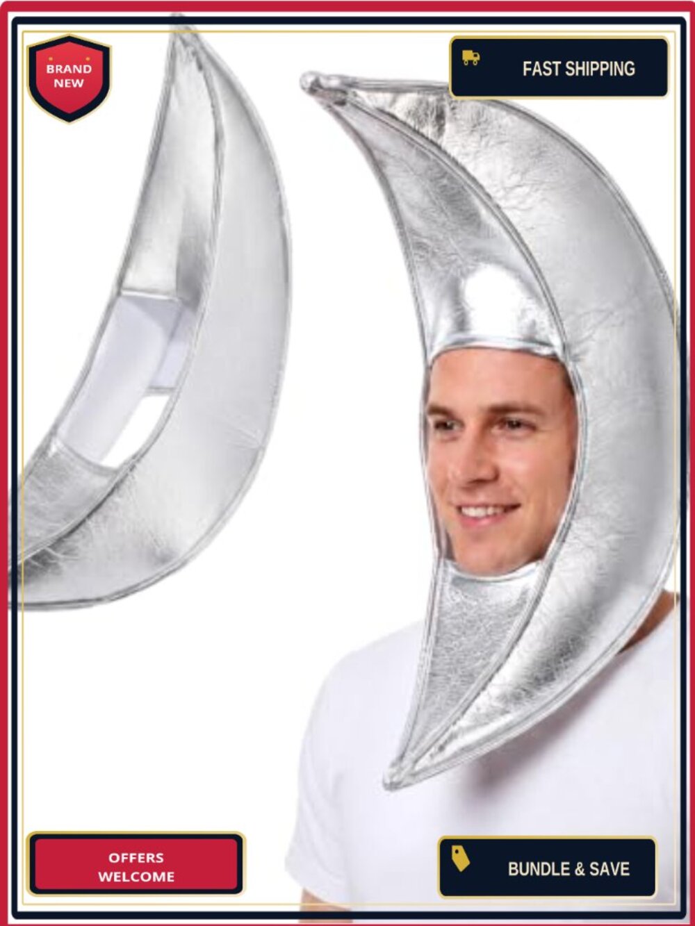 Hercicy Crescent Moon Cosplay Costume Hat Adult Halloween One Size Fabric Foam